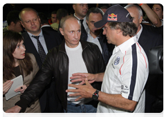 Prime Minister Vladimir Putin in Maikop speaking to drivers participating in the Silk Road Challenge, the Dakar Series