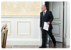 Prime Minister Vladimir Putin before the Government Presidium meeting