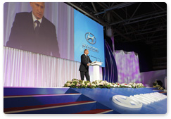 Председатель Правительства Российской Федерации В.В.Путин выступил на торжественной церемонии открытия завода Hyundai Motor в Санкт-Петербурге