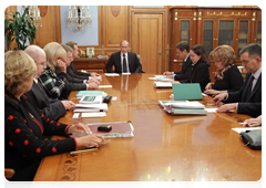 Prime Minister Vladimir Putin holding a meeting on the draft law On Mandatory Medical Insurance in the Russian Federation