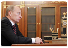 Prime Minister Vladimir Putin meeting with Viktor Vekselberg, president and owner of Renova Group
