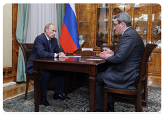 Prime Minister Vladimir Putin at a working meeting with the head of the Komi Republic, Vyacheslav Gaizer
