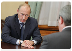 Prime Minister Vladimir Putin at a working meeting with the head of the Komi Republic, Vyacheslav Gaizer