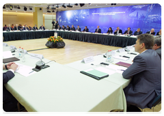 Prime Minister Vladimir Putin at the round table discussion on issues of the timber industry