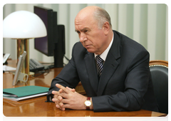 Governor of the Republic of Mordovia Nikolai Merkushkin at a working meeting with Prime Minister Vladimir Putin