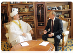 Prime Minister Vladimir Putin meeting with Chairman of the Russian Council of Muftis Sheikh Ravil Gainutdin at his official residence in the Moscow Cathedral Mosque