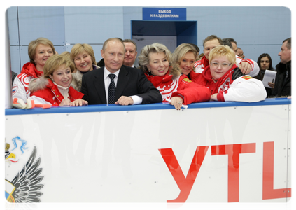 Prime Minister Vladimir Putin visiting the Novogorsk training centre in the Moscow Region