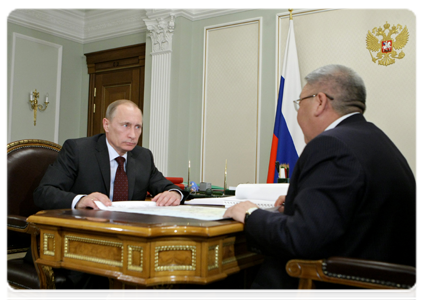 Prime Minister Vladimir Putin meeting with Yegor Borisov, head of the Republic of Sakha (Yakutia)