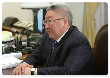 Yegor Borisov, head of the Republic of Sakha (Yakutia), at a meeting with  Prime Minister Vladimir Putin