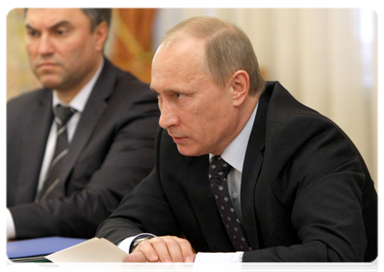 Prime Minister Vladimir Putin meeting with representatives of veterans’ organisations