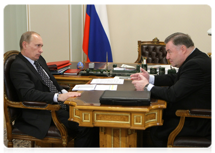 Prime Minister Vladimir Putin meeting with Orel Region Governor Alexander Kozlov