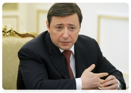 Deputy Prime Minister and the President's plenipotentiary representative in the North Caucasus Federal District Alexander Khloponin at a meeting of the government commission on the socio-economic development of the North Caucasus Federal District