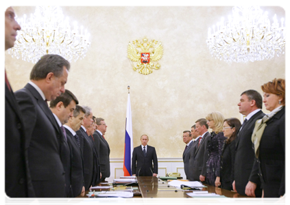 Prime Minister Vladimir Putin chairing Government Presidium meeting