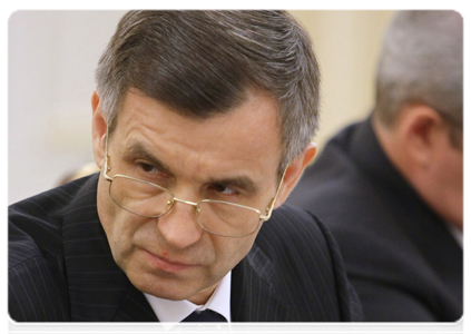 Interior Minister Rashid Nurgaliev at a Government Presidium meeting