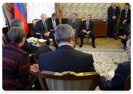 Prime Minister Vladimir Putin at a meeting with Belgian Prime Minister Yves Leterme