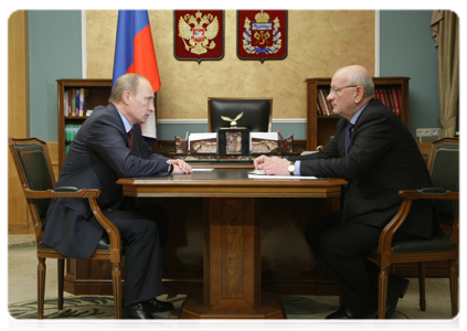 Prime Minister Vladimir Putin with Orenburg Region Governor Yury Berg