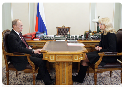 Prime Minister Vladimir Putin meets with Minister of Healthcare and Social Development Tatyana Golikova