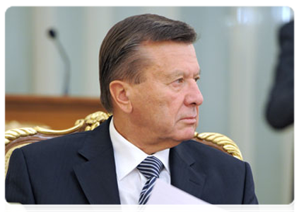 First Deputy Prime Minister Viktor Zubkov at a meeting of the Government Presidium