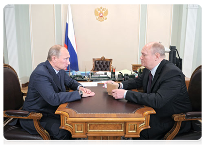 Prime Minister Vladimir Putin during a meeting with Penza Region Governor Vasily Bochkaryov