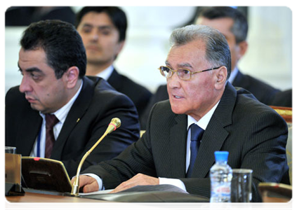 Prime Minister of Tajikistan Akil Akilov at a meeting of the EurAsEC Interstate Council at the heads of government level