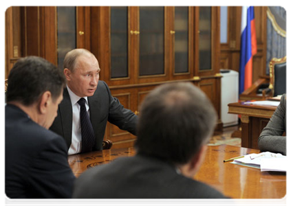 Prime Minister Vladimir Putin at a meeting on the construction of perinatal centres