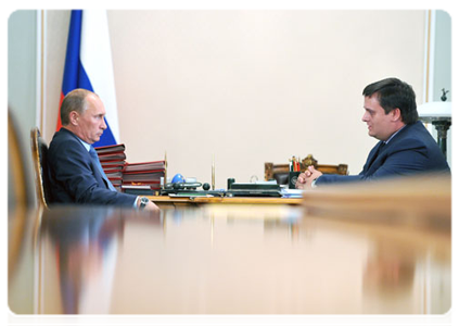 Prime Minister Vladimir Putin meets with Andrei Nikitin, director general of the Strategic Initiatives Agency