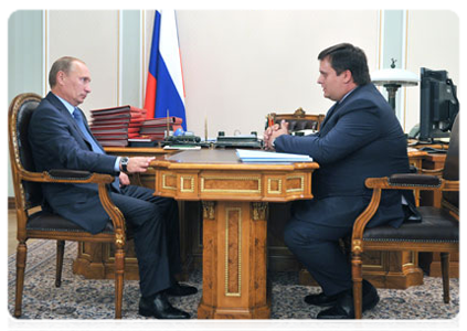 Prime Minister Vladimir Putin meets with Andrei Nikitin, director general of the Strategic Initiatives Agency