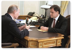 Председатель Правительства Российской Федерации В.В.Путин провёл рабочую встречу с губернатором Тульской области В.С.Груздевым