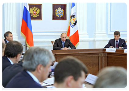 Prime Minister Vladimir Putin at an expanded meeting of the Presidium of the Presidential Council for Local Government