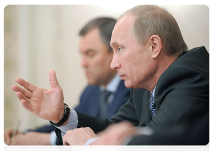 Prime Minister Vladimir Putin meeting with Federation Council leadership