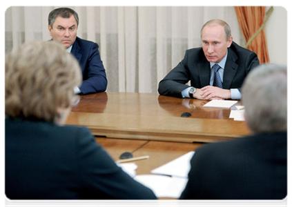 Председатель Правительства Российской Федерации В.В.Путин провёл встречу с руководством Совета Федерации