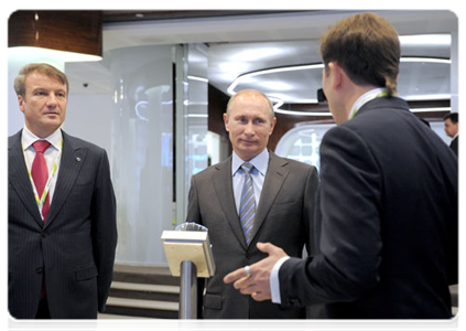 Prime Minister Vladimir Putin visits Sberbank's South Port customer support centre and attends the opening ceremony of the state-of-the-art Data Processing Centre there