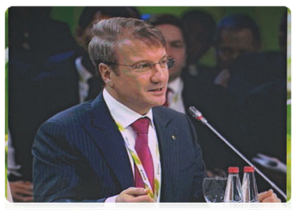 Sberbank CEO German Gref at the Sberbank International Financial Conference, marking the bank's 170th anniversary