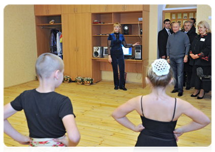 Prime Minister Vladimir Putin visiting Golovchino Children’s Arts School