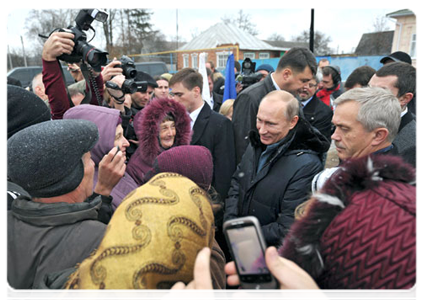 В ходе посещения белгородского села Головчино В.В.Путин пообщался с его жителями