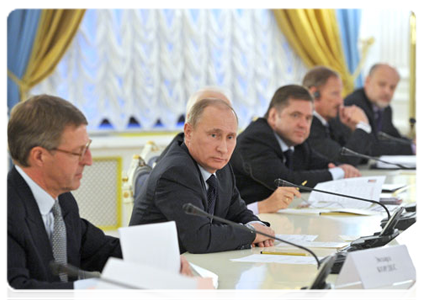 Prime Minister Vladimir Putin meets with representatives of the German business community