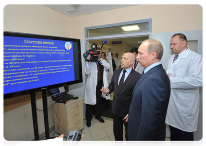 Prime Minister Vladimir Putin at the Regional Perinatal Centre in Kaliningrad