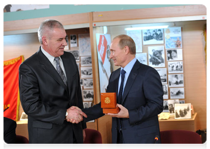 Prime Minister Vladimir Putin meeting in Kaliningrad with war veterans, retired military and law-enforcement servicemen