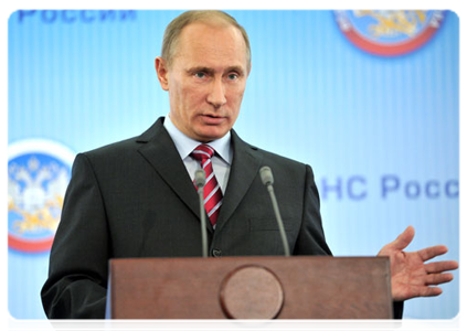 Prime Minister Vladimir Putin attending the international conference, Thinking of Taxes in a New Way