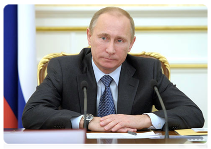 Prime Minister Vladimir Putin at the meeting of the Government Presidium