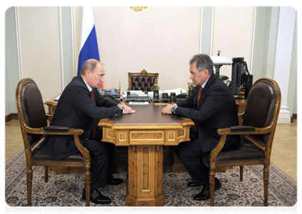 Prime Minister Vladimir Putin meets with Sergei Shoigu, Minister of Civil Defence, Emergencies and Disaster Relief