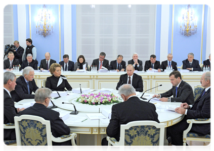 Prime Minister Vladimir Putin at a meeting of the Supreme State Council of the Union State of Russia and Belarus