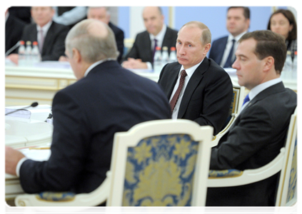 Prime Minister Vladimir Putin at a meeting of the Supreme State Council of the Union State of Russia and Belarus