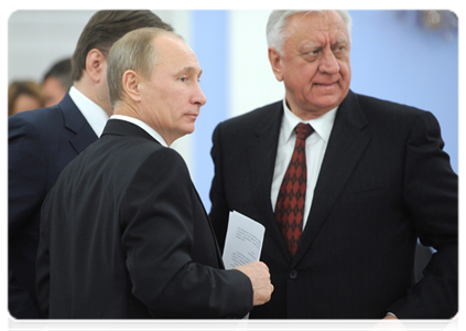 Prime Minister Vladimir Putin and Belarusian Prime Minister Mikhail Myasnikovich at a meeting of the Supreme State Council of the Union State of Russia and Belarus
