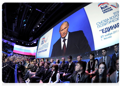 Prime Minister Vladimir Putin takes part in the Conference of the United Russia Party