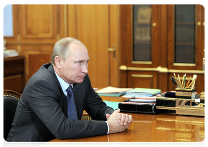 Prime Minister Vladimir Putin holds a meeting with Nenets Autonomous Area Governor Igor Fyodorov