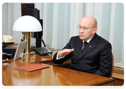 Nenets Autonomous Area Governor Igor Fyodorov at a meeting with Prime Minister Vladimir Putin