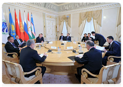 Prime Minister Vladimir Putin participates in a limited attendance meeting of the  SCO member states’ heads of government council