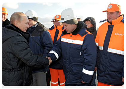 Prime Minister Vladimir Putin attends the opening of the Northern bypass motorway in Novosibirsk