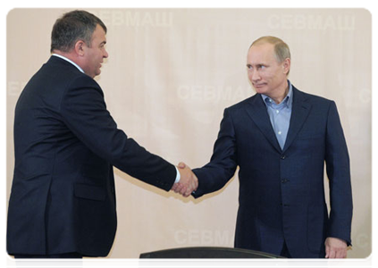 Prime Minister Vladimir Putin attends a signing ceremony in Severodvinsk